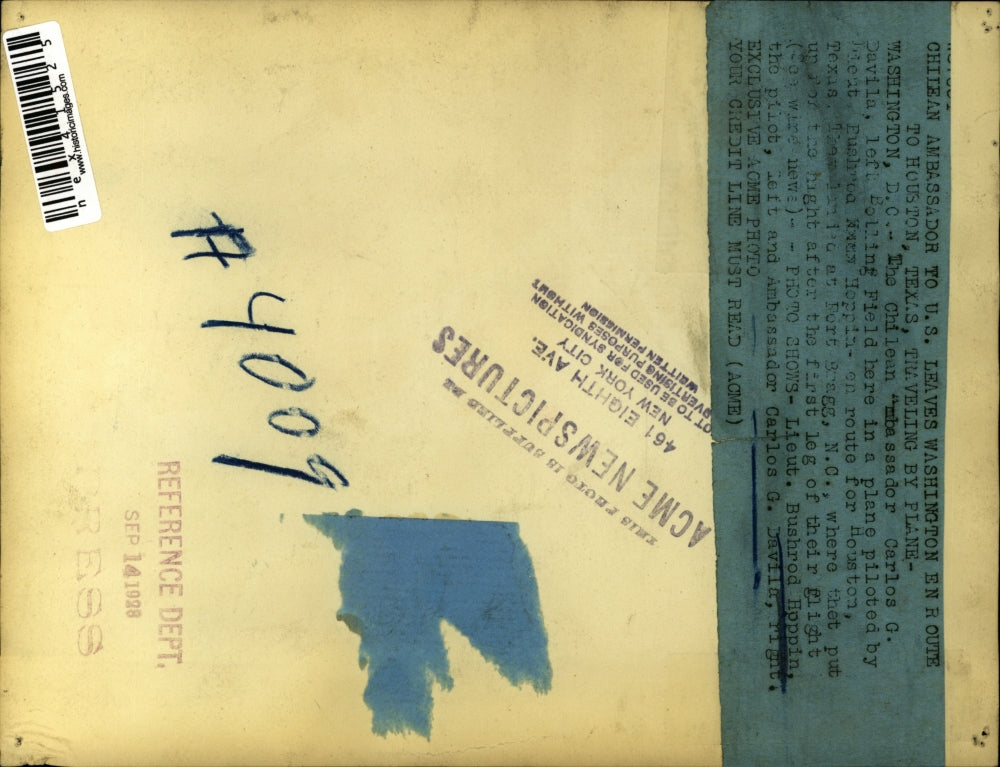 1928 Press Photo Pilot Lieut Bushrod Hoppin & Ambassador Carlos Davila