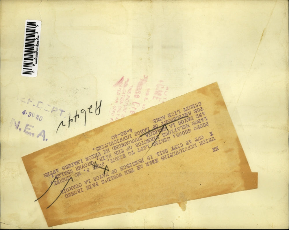 1940 Press Photo John McInerny Labor Relations G Whalen, NYC Mayor LaGuardia