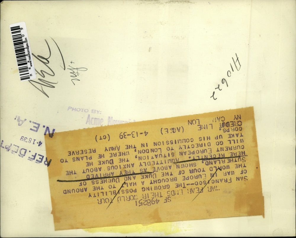 1939 Press Photo San Francisco Duke & Duchess of Sutherland on world tour