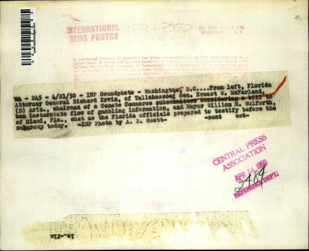 1950 Press Photo Senator Ernest W. McFarland, chairman of a Senate Commerce