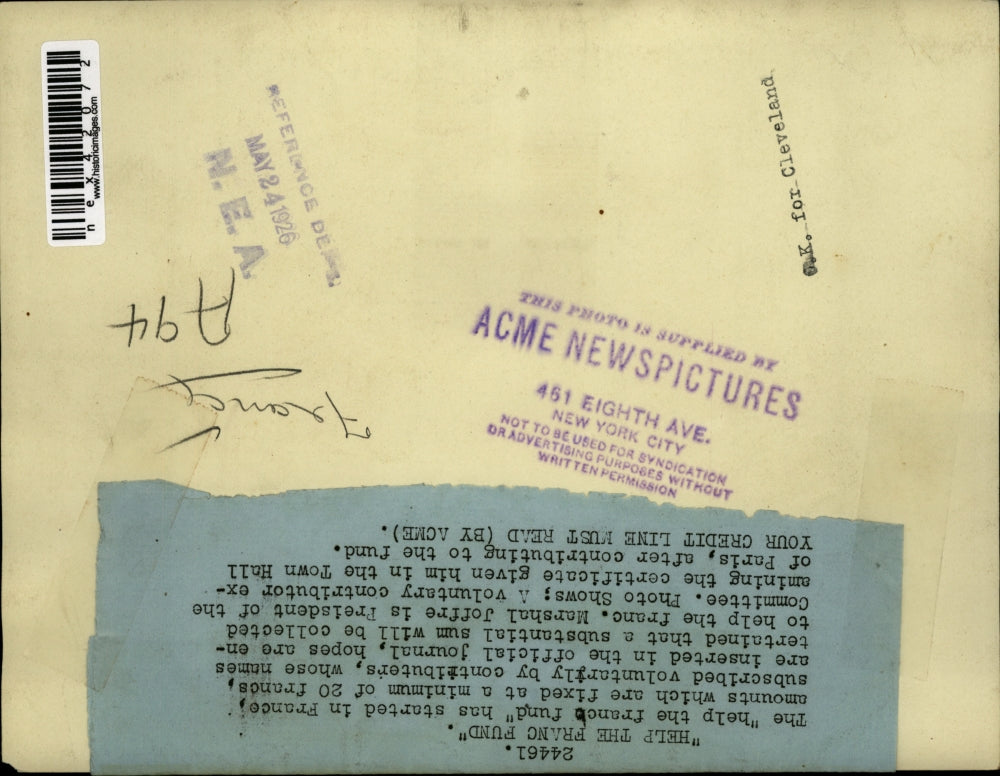 1926 Press Photo 'Help the Franc' fundraiser in Paris.