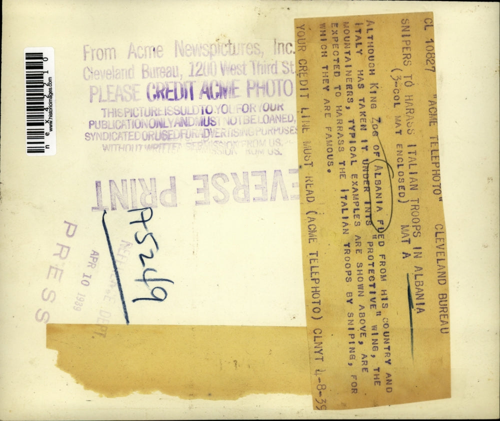 1935 Press Photo Mountaineers Expected to Harass Italian Troops by Sniping