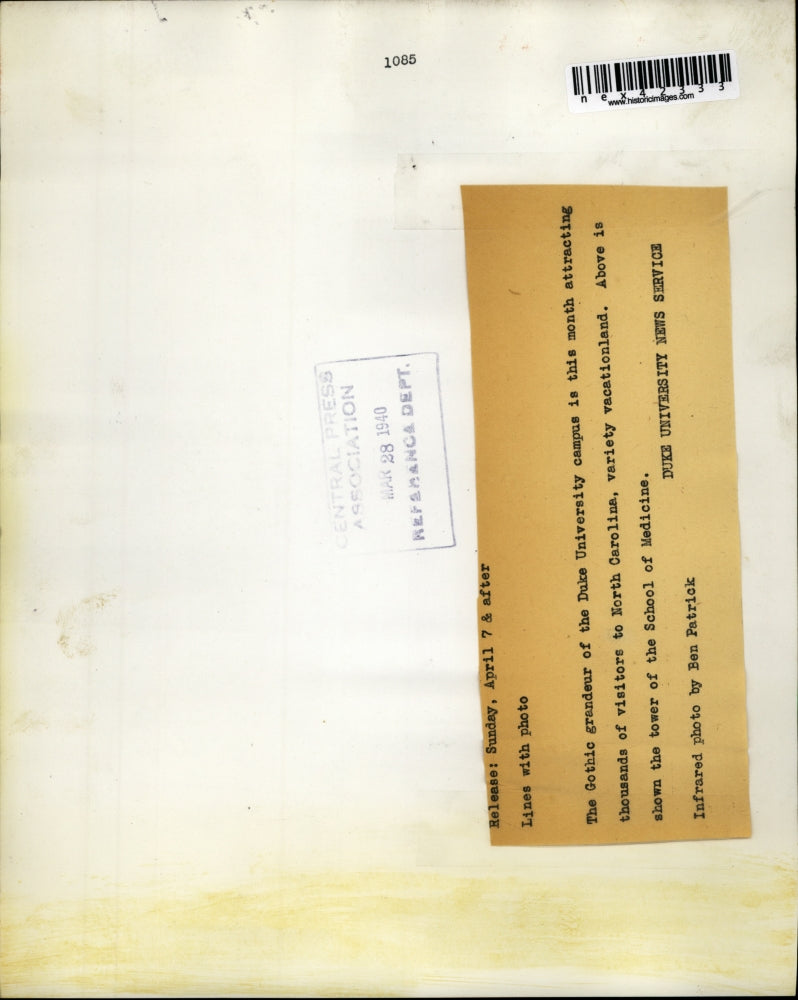 1940 Press Photo The architectural beauty of Duke University