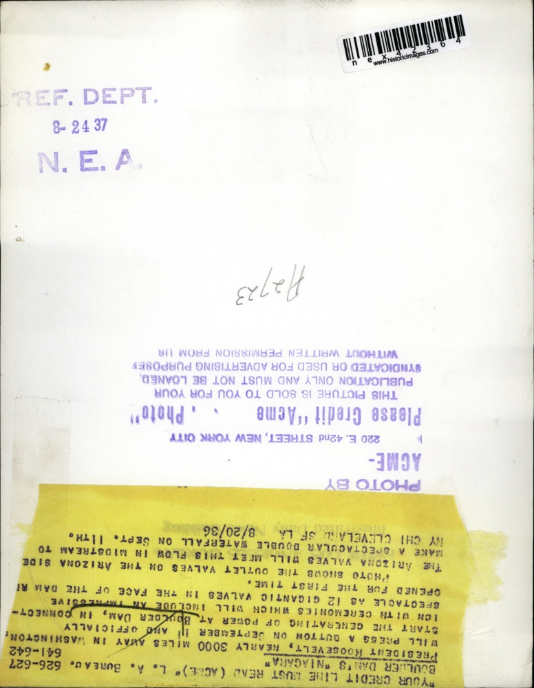 1937 Press Photo The outlet valves on the Arizona side of the Boulder dam