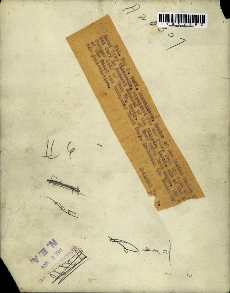 1920 Press Photo Col Cuy Geff, US member of Board from Wisconsin