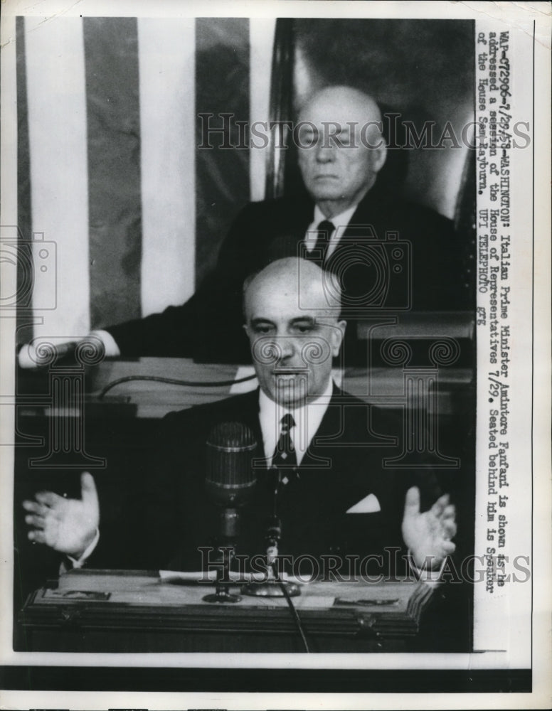 1958 Press Photo Italian Prime Minister Amintore Fanfani at House of Rep
