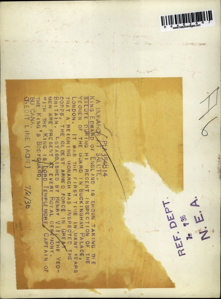 1936 Press Photo King Edward of England salute in Buckingham Palace