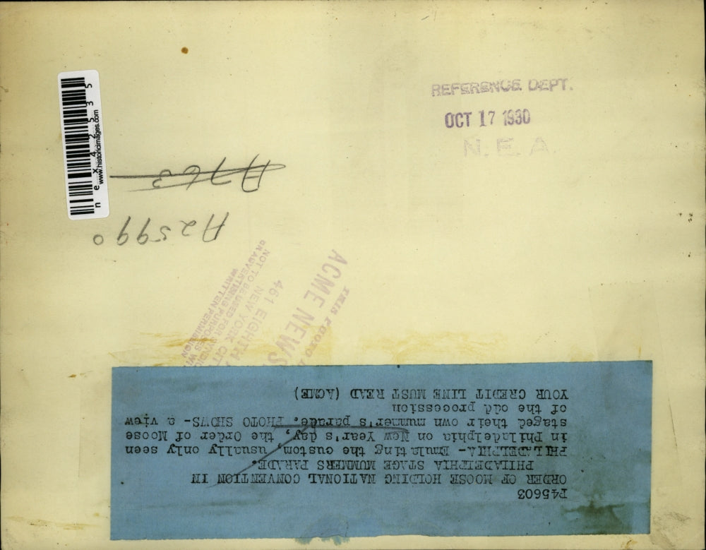 1930 Press Photo Order of Moose National Convention Parade Float, Philadelphia