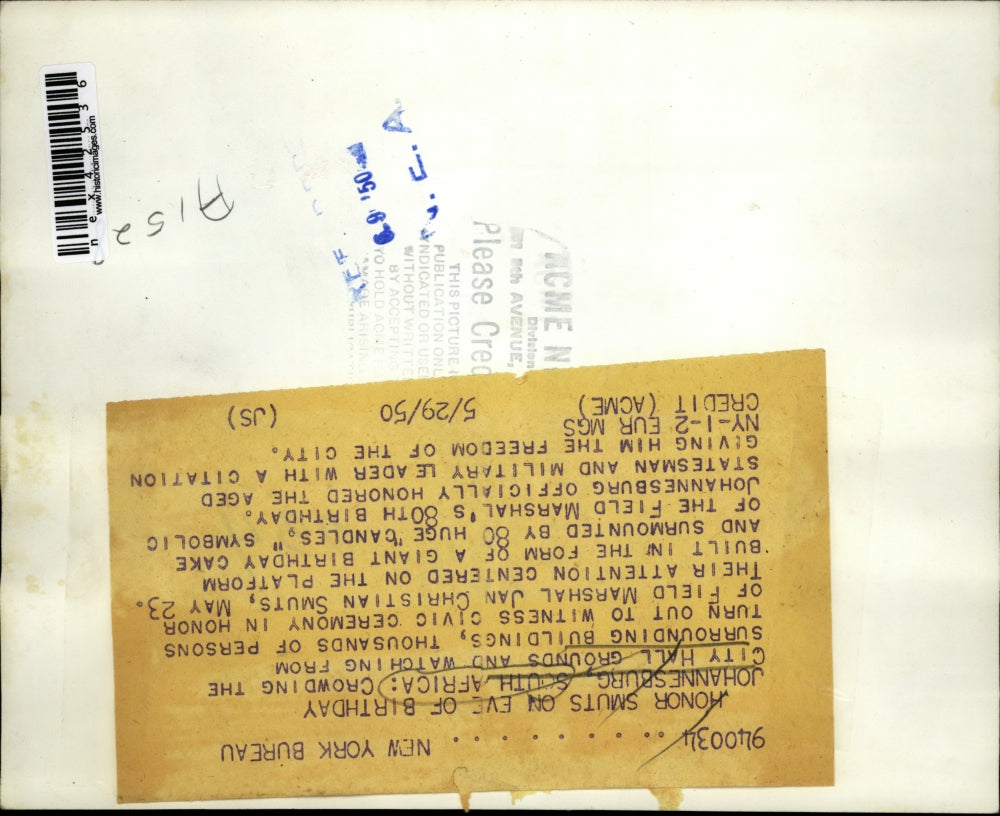 1950 Press Photo Huge Crowds at Jan Christian Smuts Birthday Ceremony, S Africa