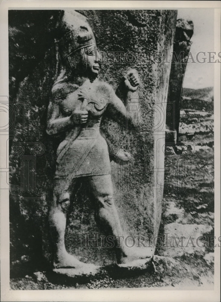 1940 Press Photo War God of Hittites Stone Carving