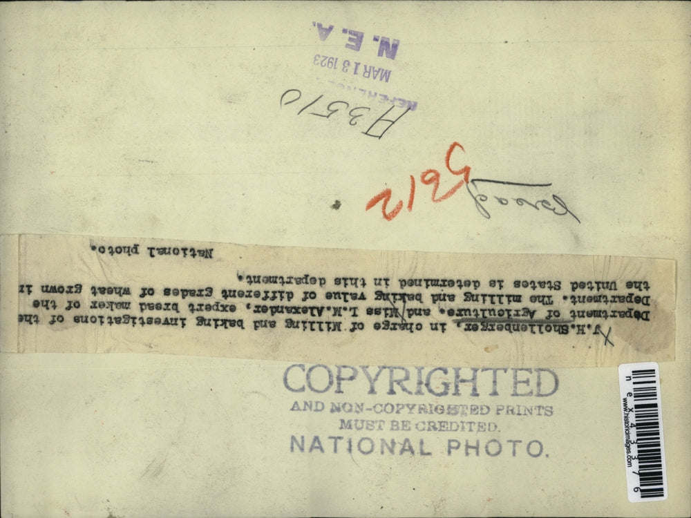 1923 Press Photo J.H. Shollenberger, L.M. Alexander, U.S. Agriculture Department