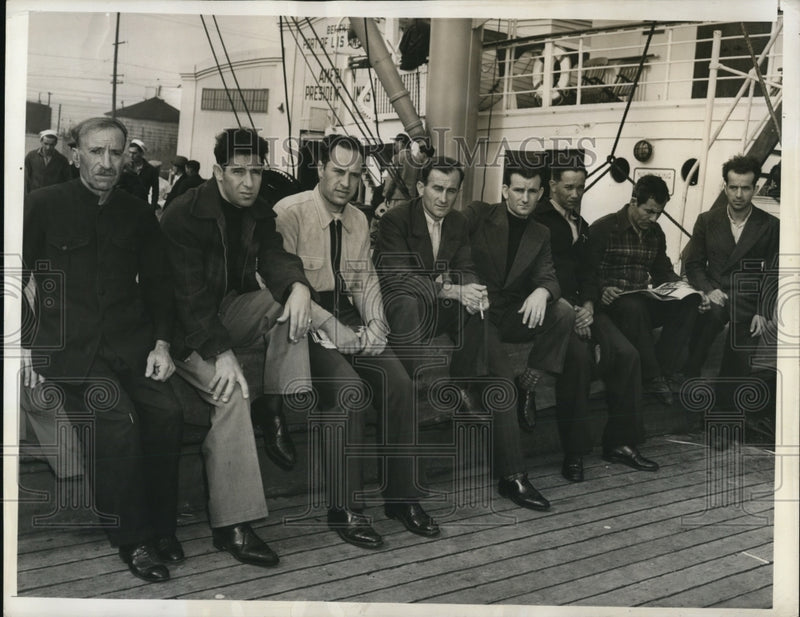 Load image into Gallery viewer, 1941 Press Photo Greek Sailors Aboard Japanese Ocean Liner Ginyo Maru, L.A.

