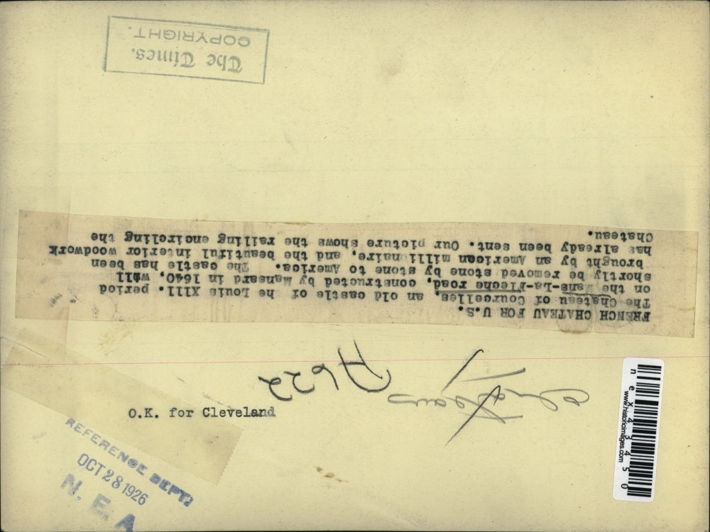 1926 Press Photo Chateau of Courcelles castle of Louis XIII in France