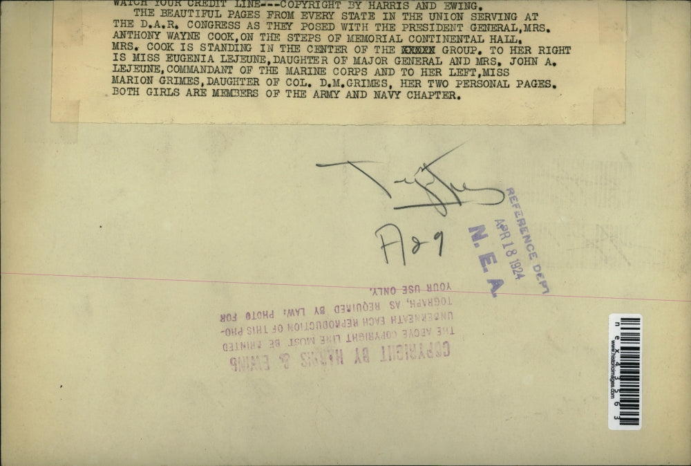 1924 Press Photo DAR Congress at Convention hall Mrs Cook, E Lejeune,M Grimes