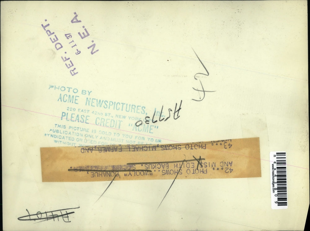 1937 Press Photo "Wooly" Donahue and Miss Edith Backus.