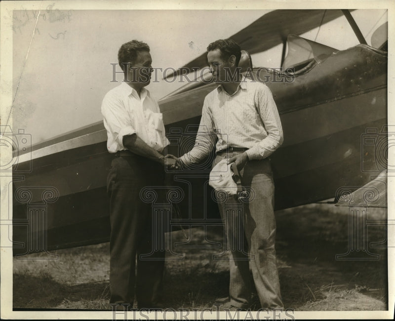 Load image into Gallery viewer, 1929 Press Photo Edwin Johnston Pilot and M.Mills General Manager Port Mills

