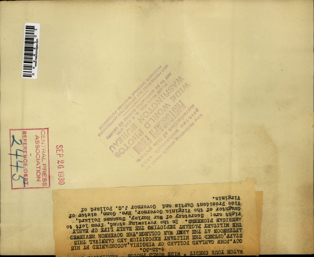 1930 Press Photo Sec of War Hurley, Suzanne Pollard, Mrs Gann & Gov John Pollard