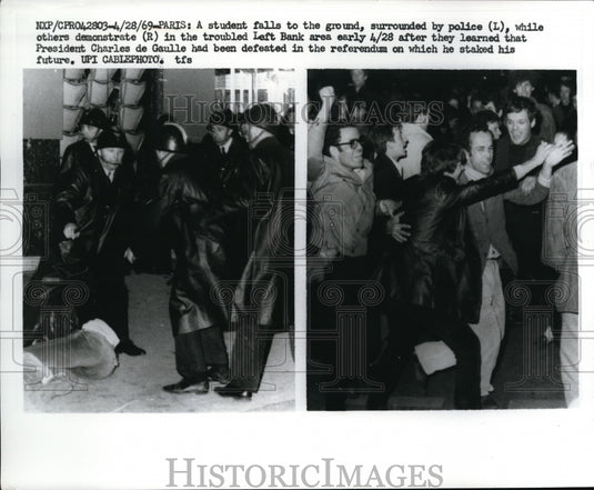 1969 Press Photo Paris France, demonstration President Charles De Gaulle lost