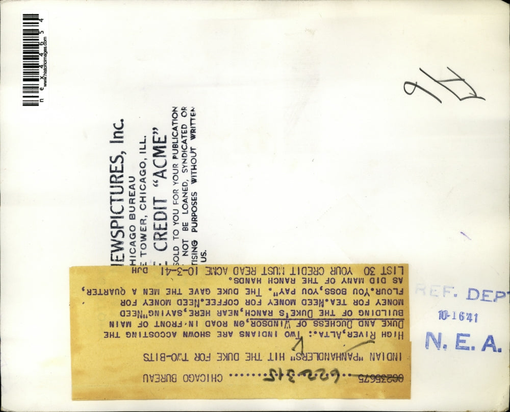 1941 Press Photo High River Alberta Duke & Duchess of Windsor at their ranch