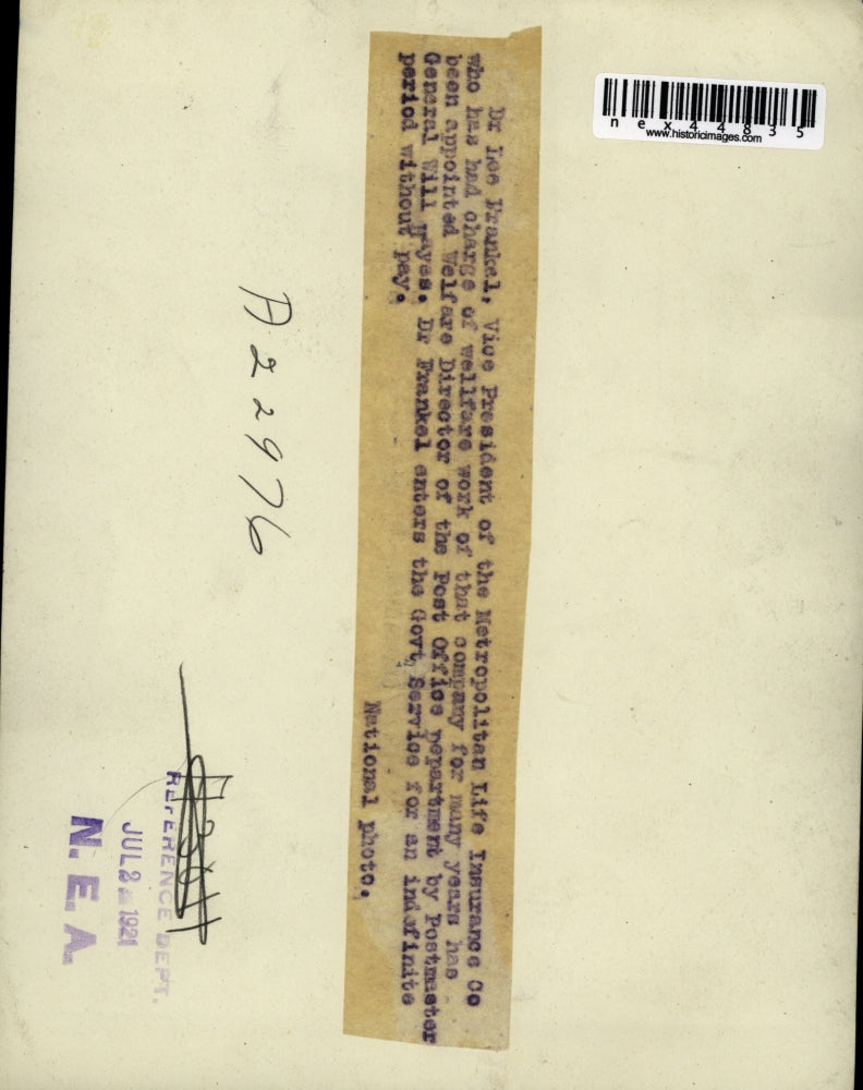 Load image into Gallery viewer, 1921 Press Photo Dr Lee Frankel,Welfare Director of the Post Office Department
