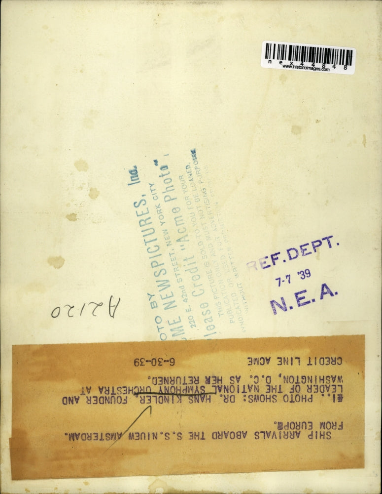 1939 Press Photo Dr. Hans Kindler Founder & Leader National Symphony Orchestra