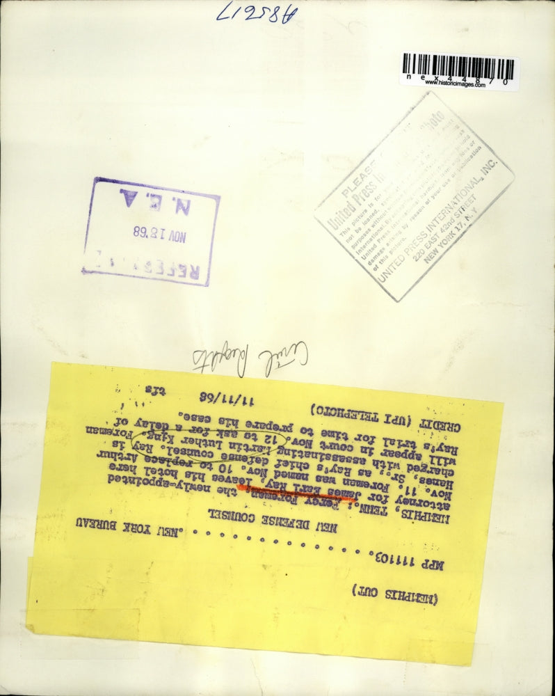 1968 Press Photo Memphis Tennessee, Percy Foreman, Attorney for James Earl Ray