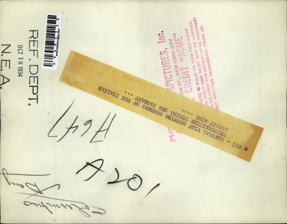 1934 Press Photo The members of the Italian Universities during the pageant