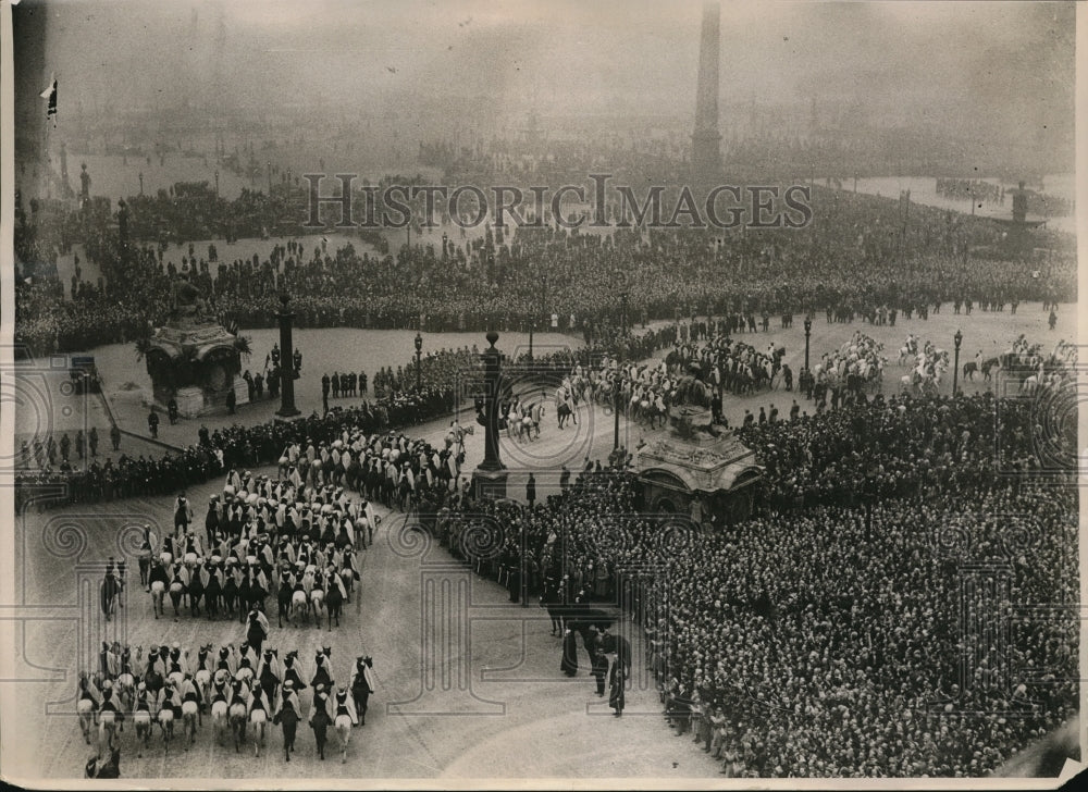 1929 Press Photo Marshall Foch funeral procession at Place de la Concorde France