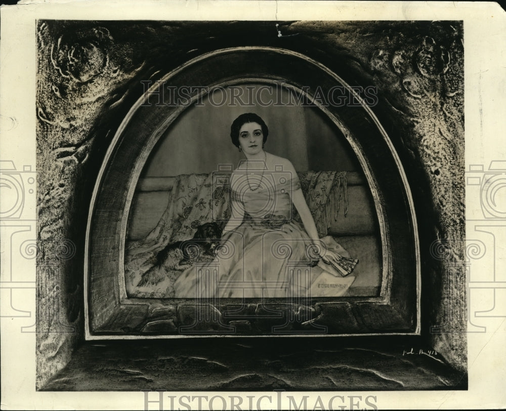 1923 Press Photo Miniture portrait of Mrs Herbert Hughes by Countess Korbsyski