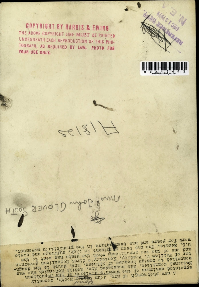 1919 Press Photo Mrs. John Glover South of Women's National Republican Committee