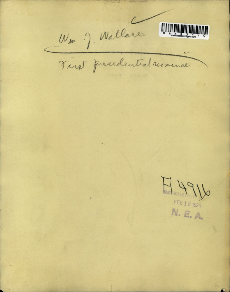 1924 Press Photo Win J. Wallace, Vice President nominee