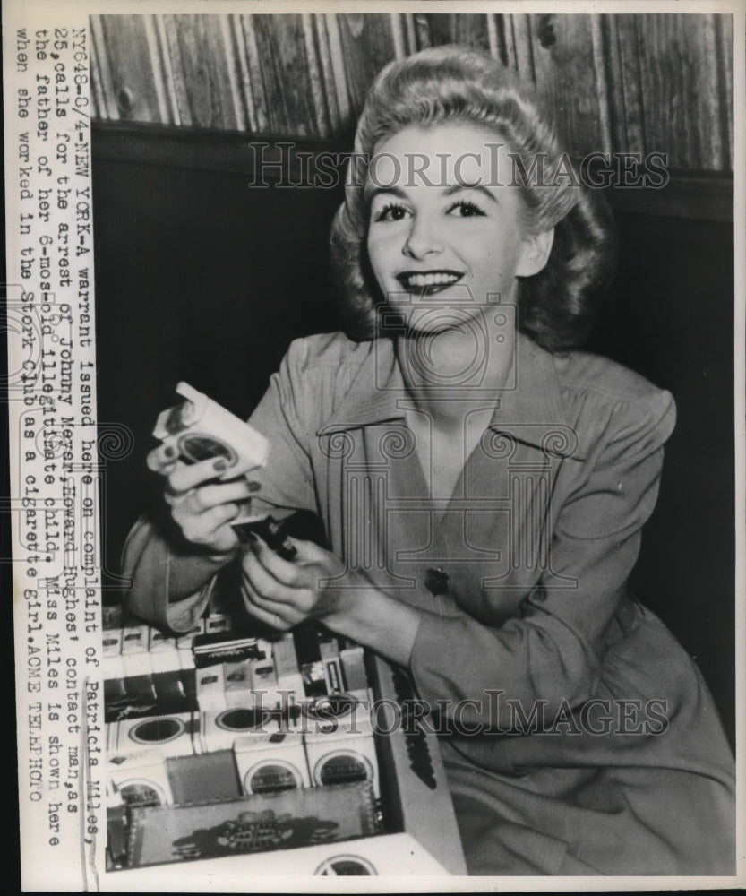 1947 Press Photo Patricia Miles calls arrest of Johnny Meyer