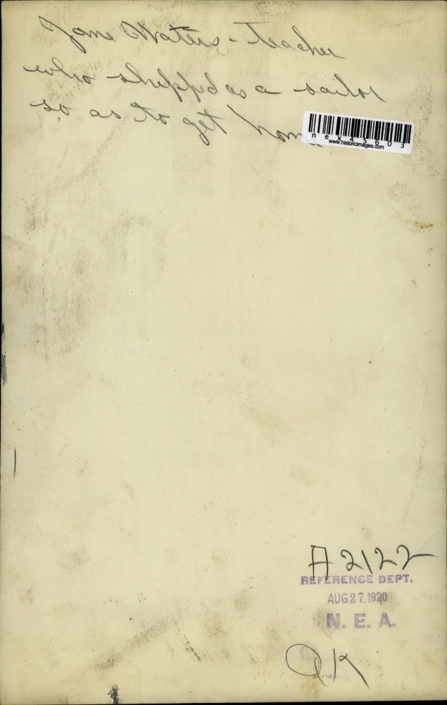 1928 Press Photo Jane Waters Teacher who shipped as a sailor