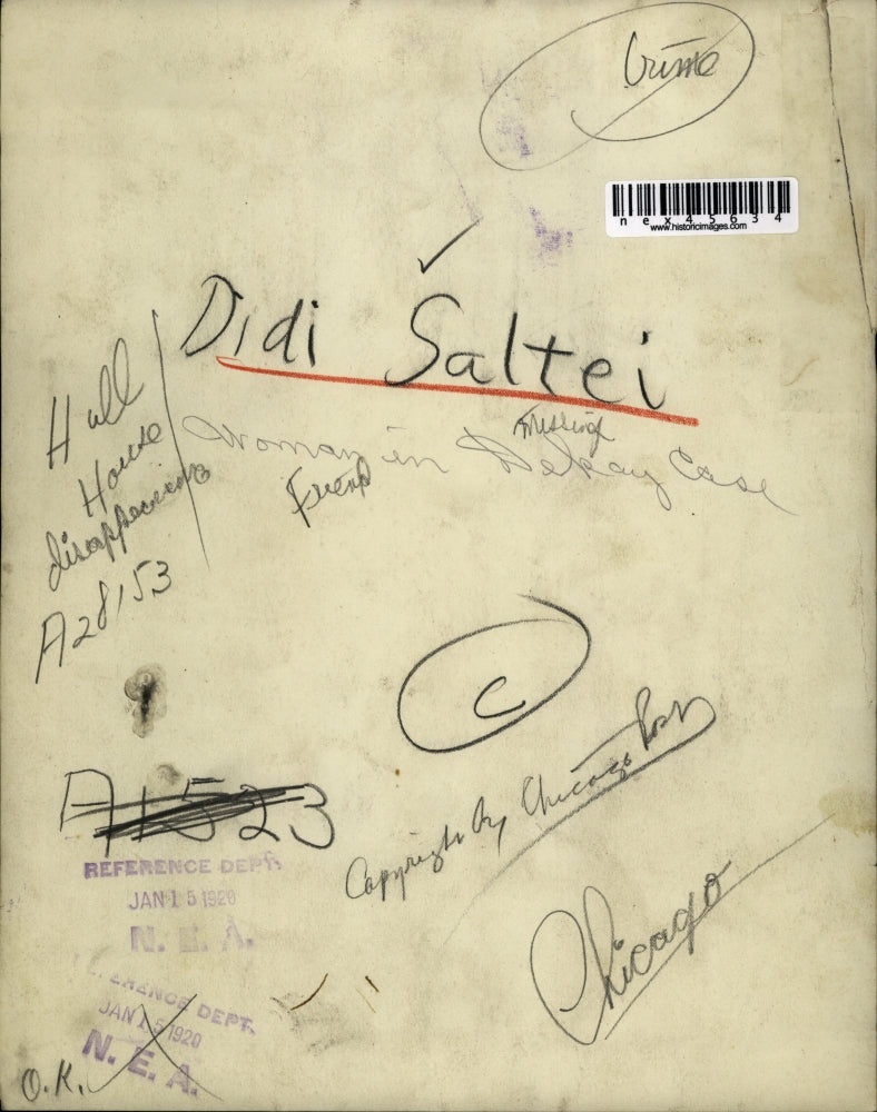 1926 Press Photo Didi Saltei, missing woman in Dekay Case