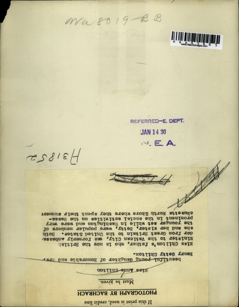 1930 Press Photo Anne Chilton, daughter of Honorable & Mrs. Henry Getty Chilton