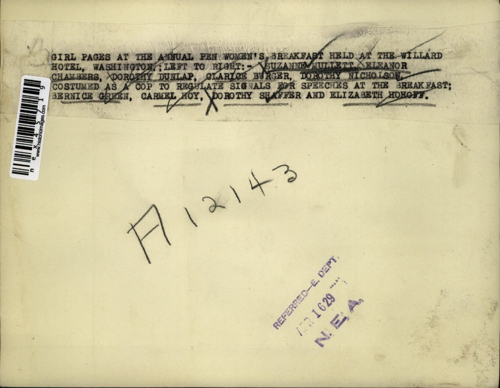 1929 Press Photo Annual Pen Women's Breakfast held at the Willard Hotel, Wash