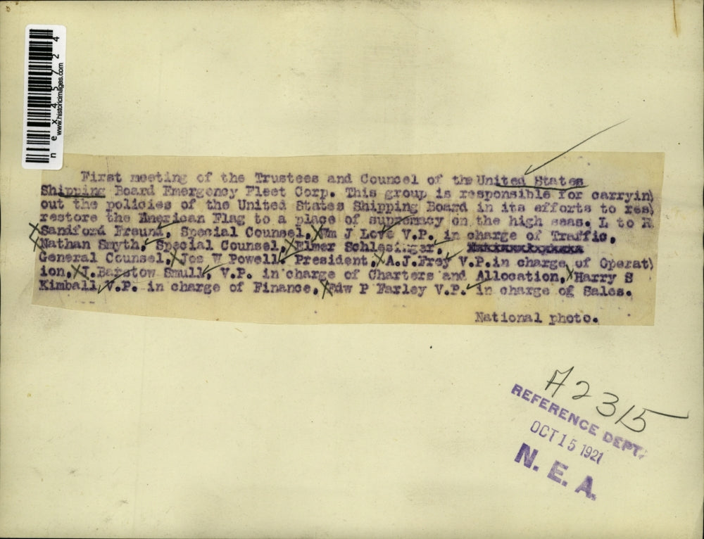 1921 Press Photo United States Shipping Board Emergency Fleet Corp board mtg