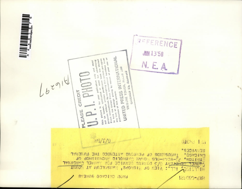 1958 Press Photo View of Samuel Cardinal Stritch mausoleum at Mt Carmel Cemetery