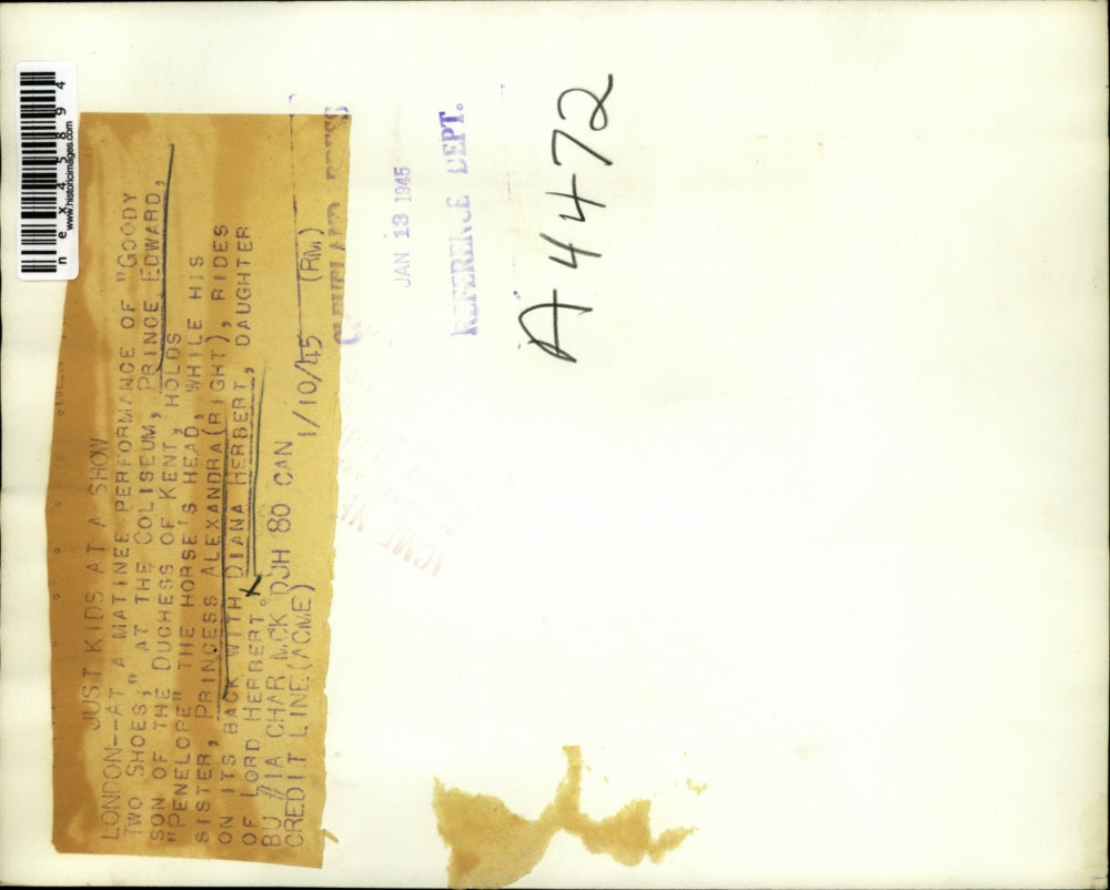 1945 Press Photo London Prince Edward, Princess Alexandra & Diana Herbert