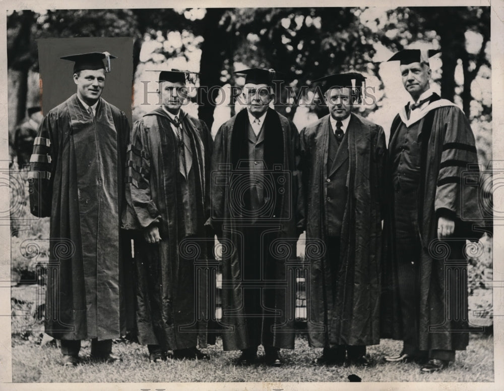 1936 Press Photo Alan Valentine, Dr. Charles A. Beard, Governor Wilbur L. Cross