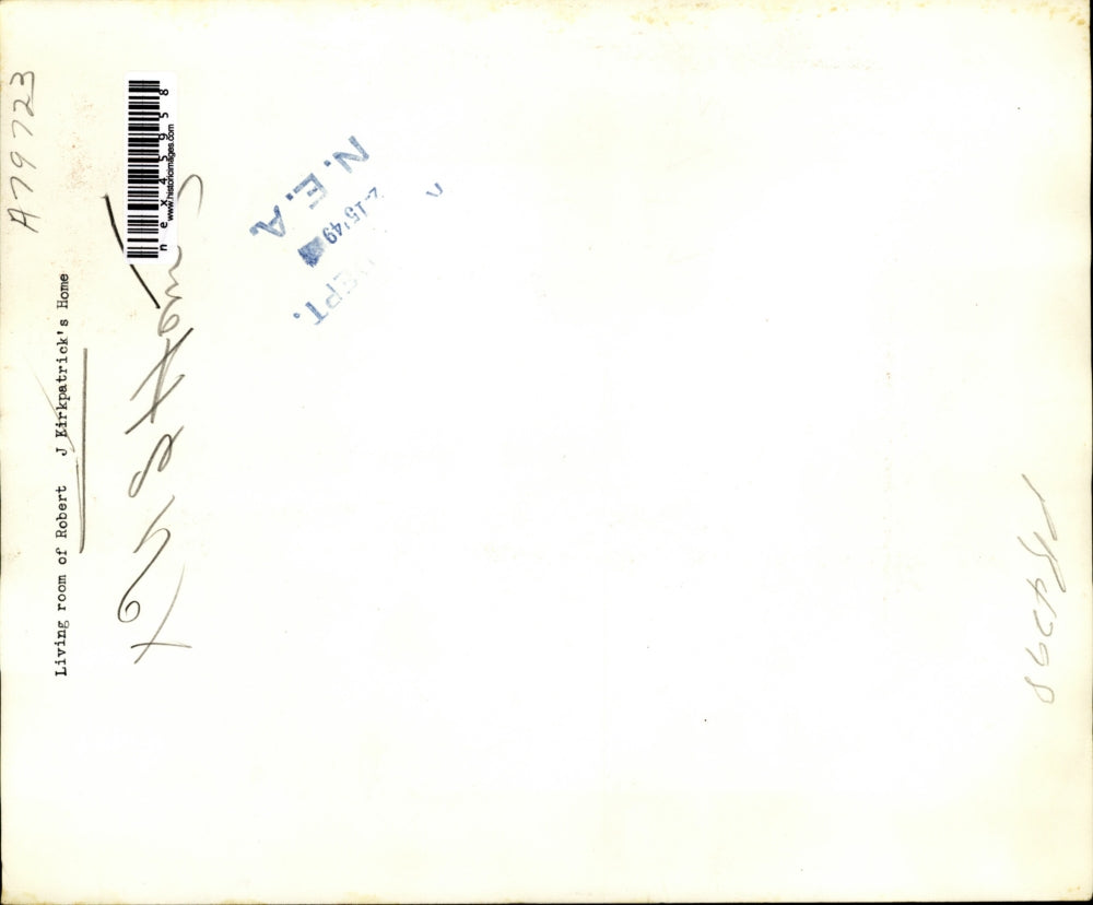 1949 Press Photo Living room of Robert J Kirkpatrick's home