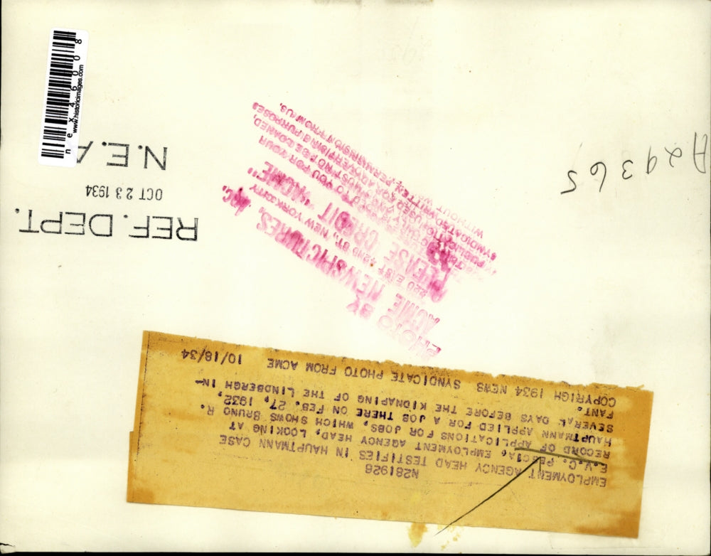 1934 Press Photo EVC Pescia employment agency testifies in B Haupmann case