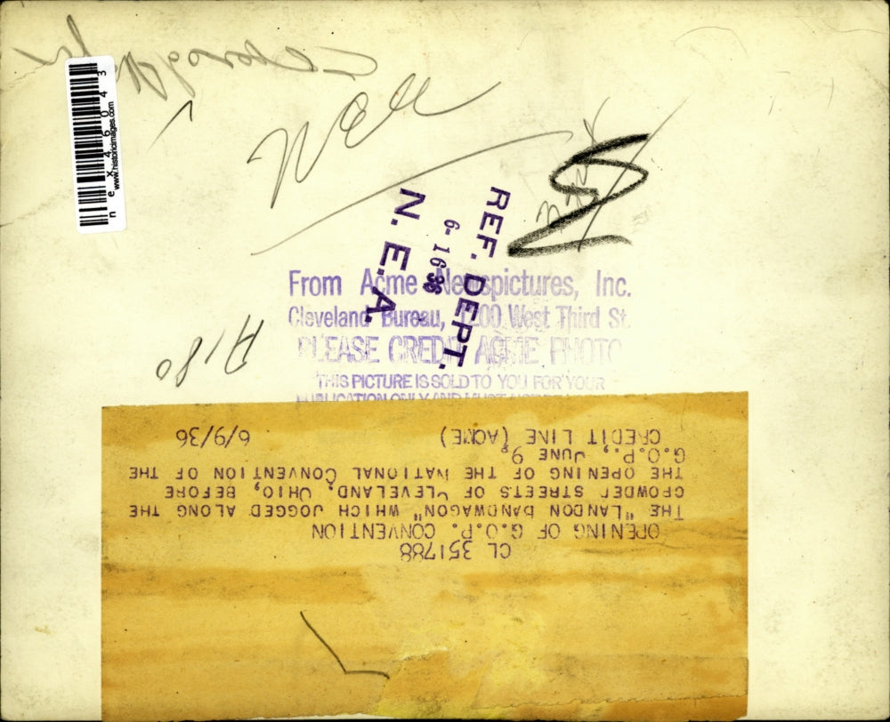 1936 Press Photo Cleveland Ohio GOP Convention opening ceremonies