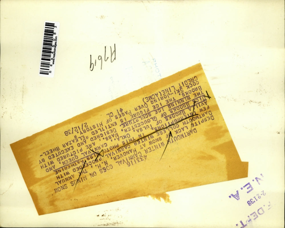 1938 Press Photo Miss Katherine Avilla Brook & Dick with winning ice sculpture