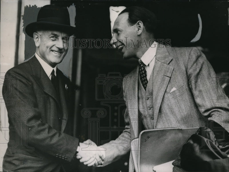 Load image into Gallery viewer, 1936 Press Photo Sir Samuel Hoare Home Secy &amp; Jean Borotra tennis ace
