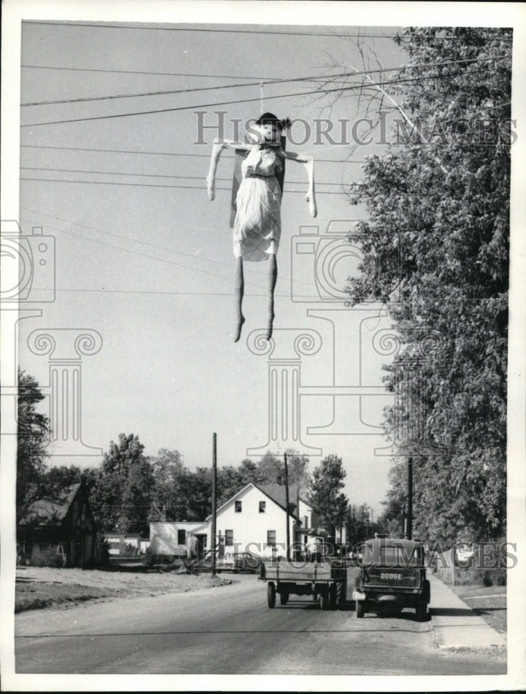 Load image into Gallery viewer, 1958 Press Photo Germantown Ill straw dummy announces an engagement
