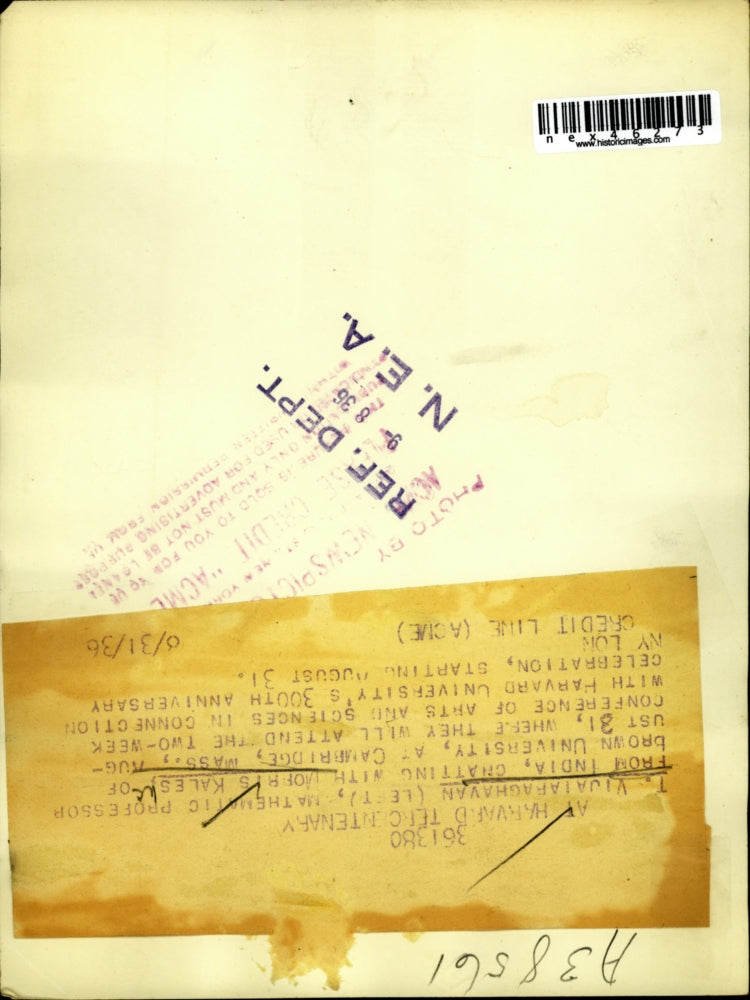 1936 Press Photo T. Vijaiaraghavan and Morris Kales Visit Harvard