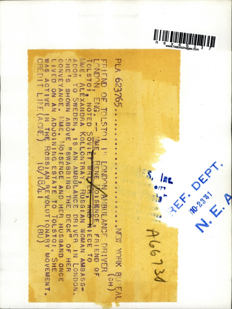 1941 Press Photo London England Rene Moisence friend of Leo Tolstoy