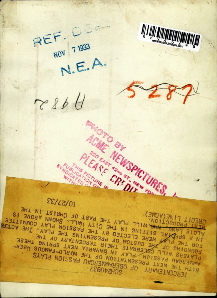 1933 Press Photo Alois Lans as Christ for Passion play at Oberammergau