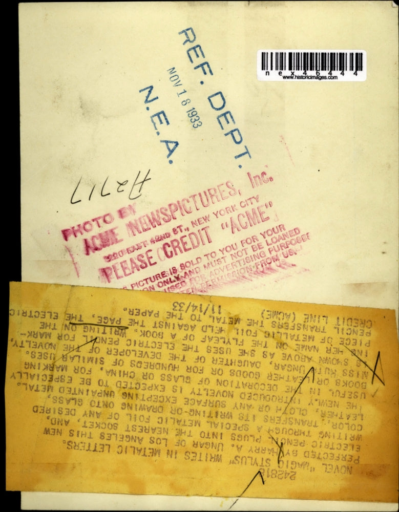 1933 Press Photo Ruth Ungar, daughter of the inventor of the Magic Stylus